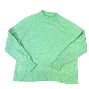 J.Crew Merino Wool Alpaca Blend Sweater Women's M Green Knit‎ Mock Neck Pullover